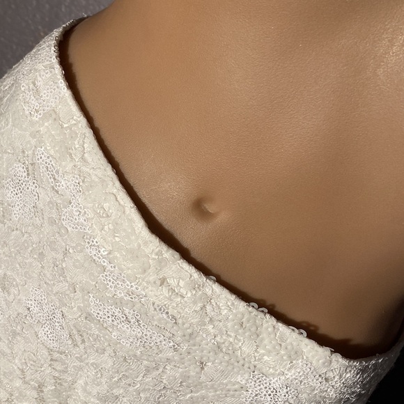 HOLLISTER - NWT - skirt: white sequin overlay mini w elastic waist & lining - L - Picture 9 of 16